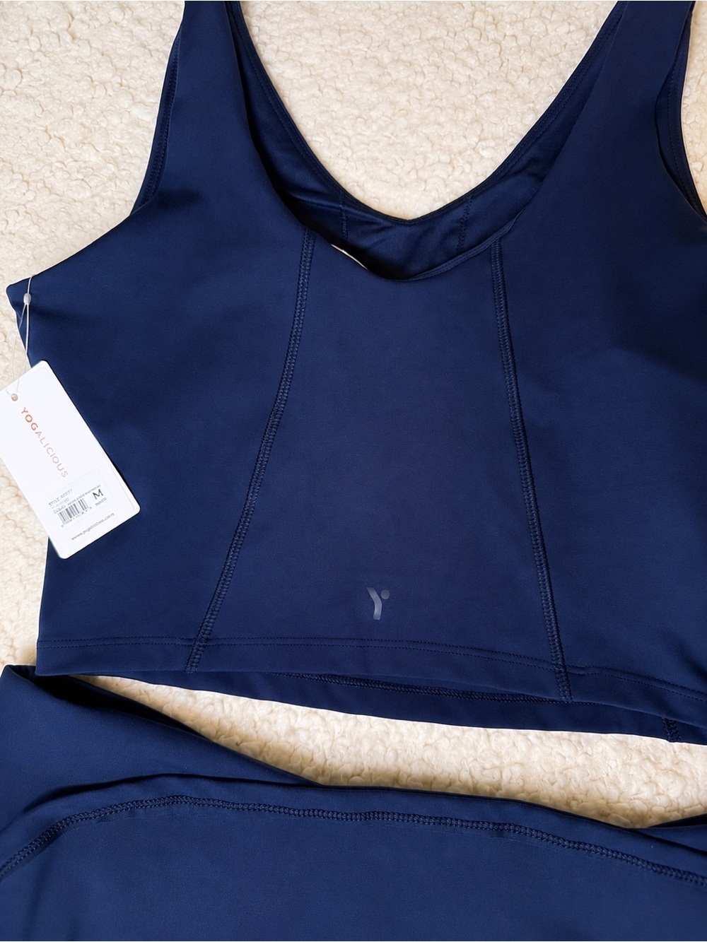 YOGALICIOUS Navy Blue Tennis & Yoga Set w/ Tennis Racket Necklace NWT Size M 💙🎾 - Picture 9 of 12